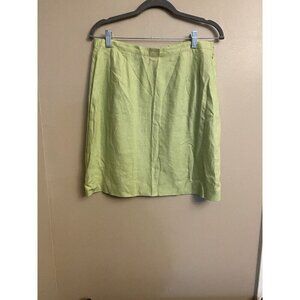 CDG Womens Skirt Size Large Green Linen Pencil Colorful Bohemian Career